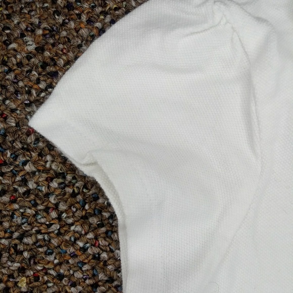 White polo with ruffle on neckline - Picture 3 of 6